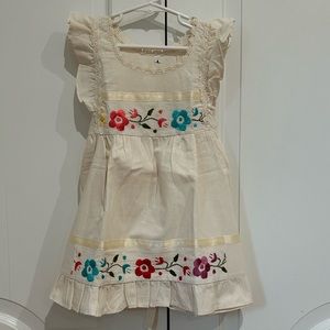 Mexican Girls Dress With Hand Embroidered.